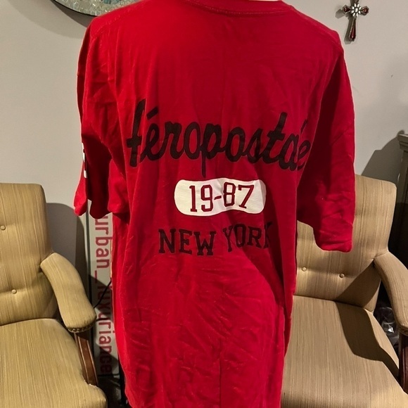 Red Men's Aeropostale T Shirt 2XL - Picture 3 of 4
